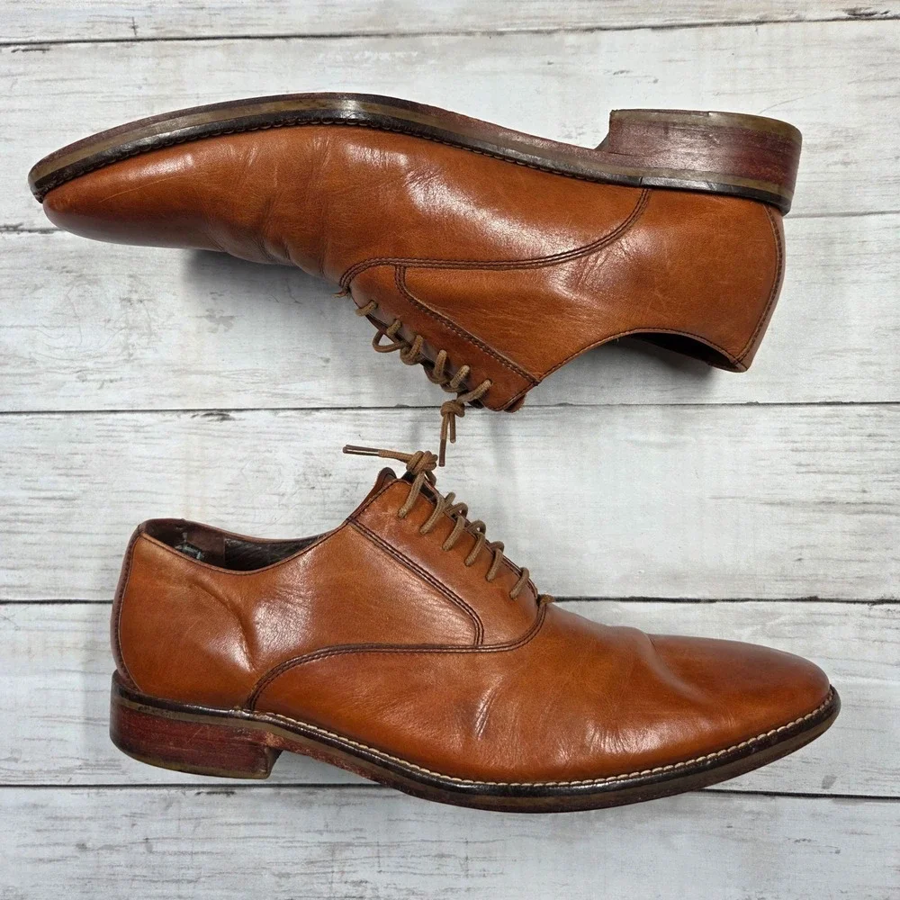 Cole Haan Oxford Men 9.5M Tan Leather Dress Shoes C10244 Lace Up Business Formal